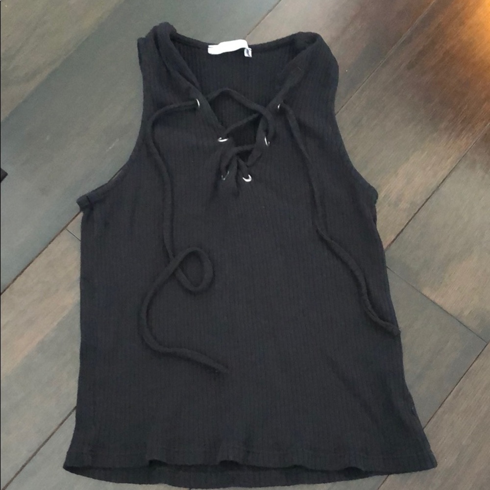Zara black tank top with string detail
